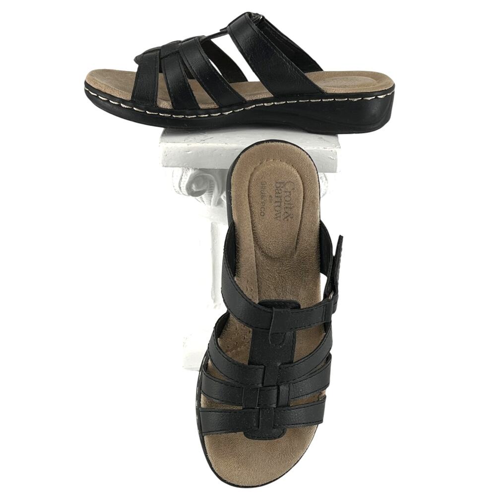 Croft & Barrow Ortholite Slide Sandals Velcro Closure Women's 6M Black